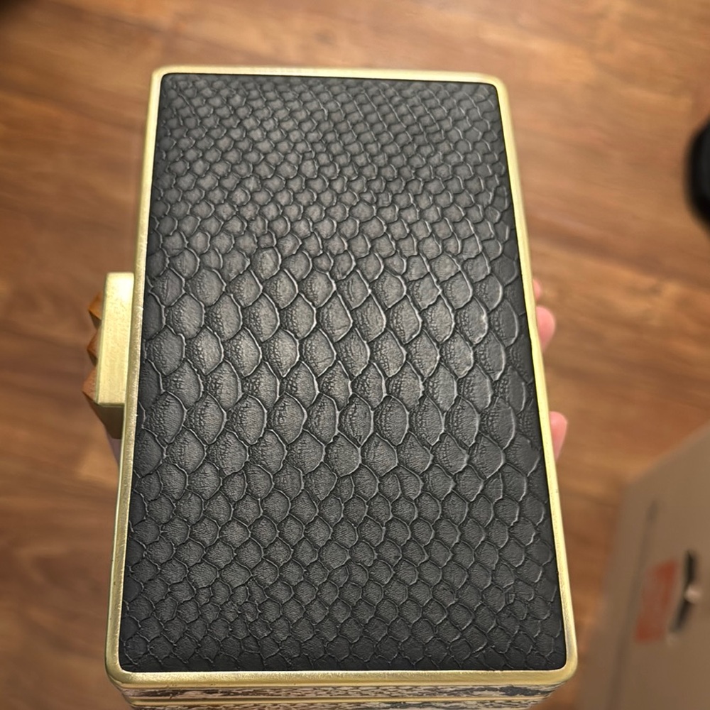 RACHEL Roy Black Clutch with Gold Trim - Picture 6 of 7